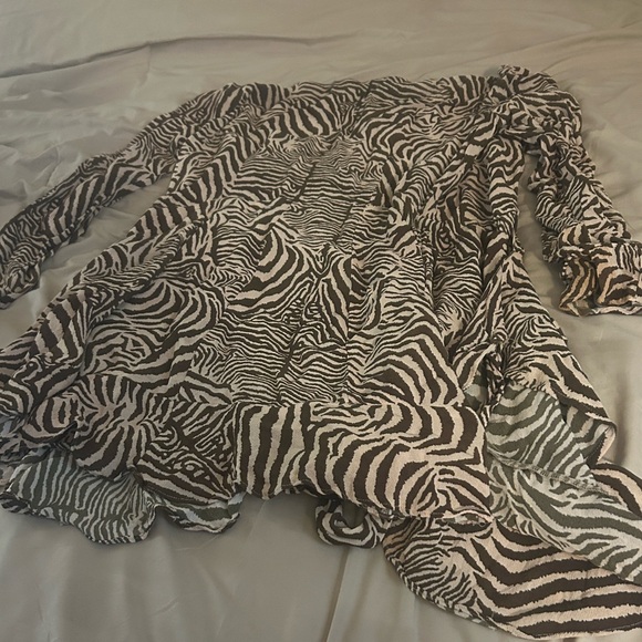 REFORMATION Whitby Zebra Print Long Sleeve Wrap Mini Dress - Picture 9 of 11